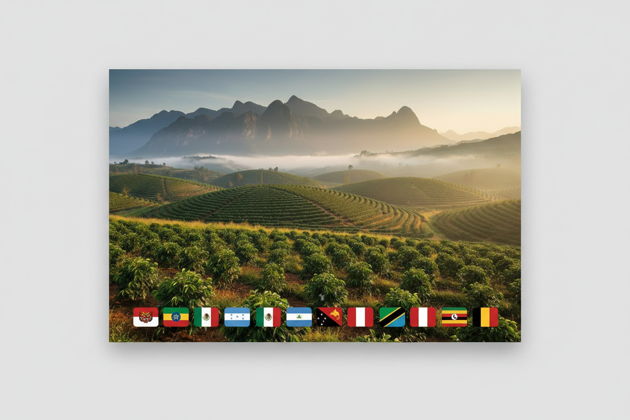 Coffee Farm with Flags